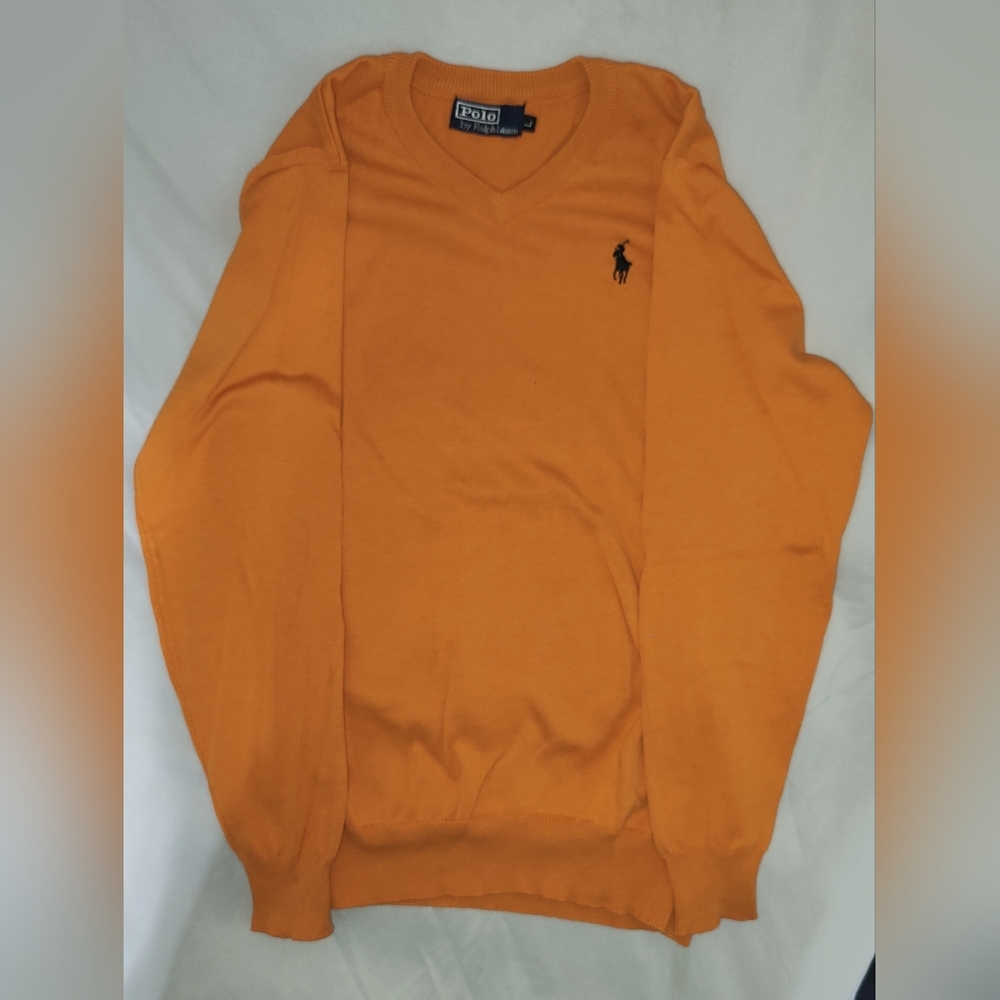 Orange Ralph Lauren Cotton V neck Sweater